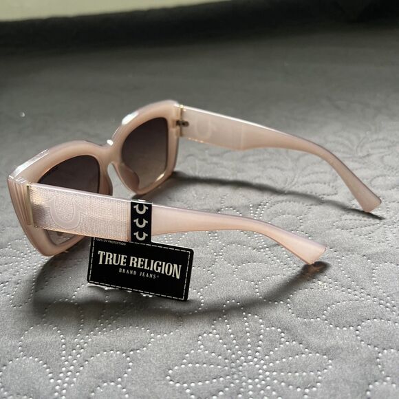 NWT True Religion Oversized Shield Sunglasses Blush Pink Brown TR57883XK-1MK - Picture 6 of 11